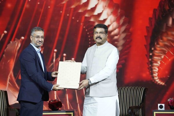 Avinash Kaul with Dharmendra Pradhan