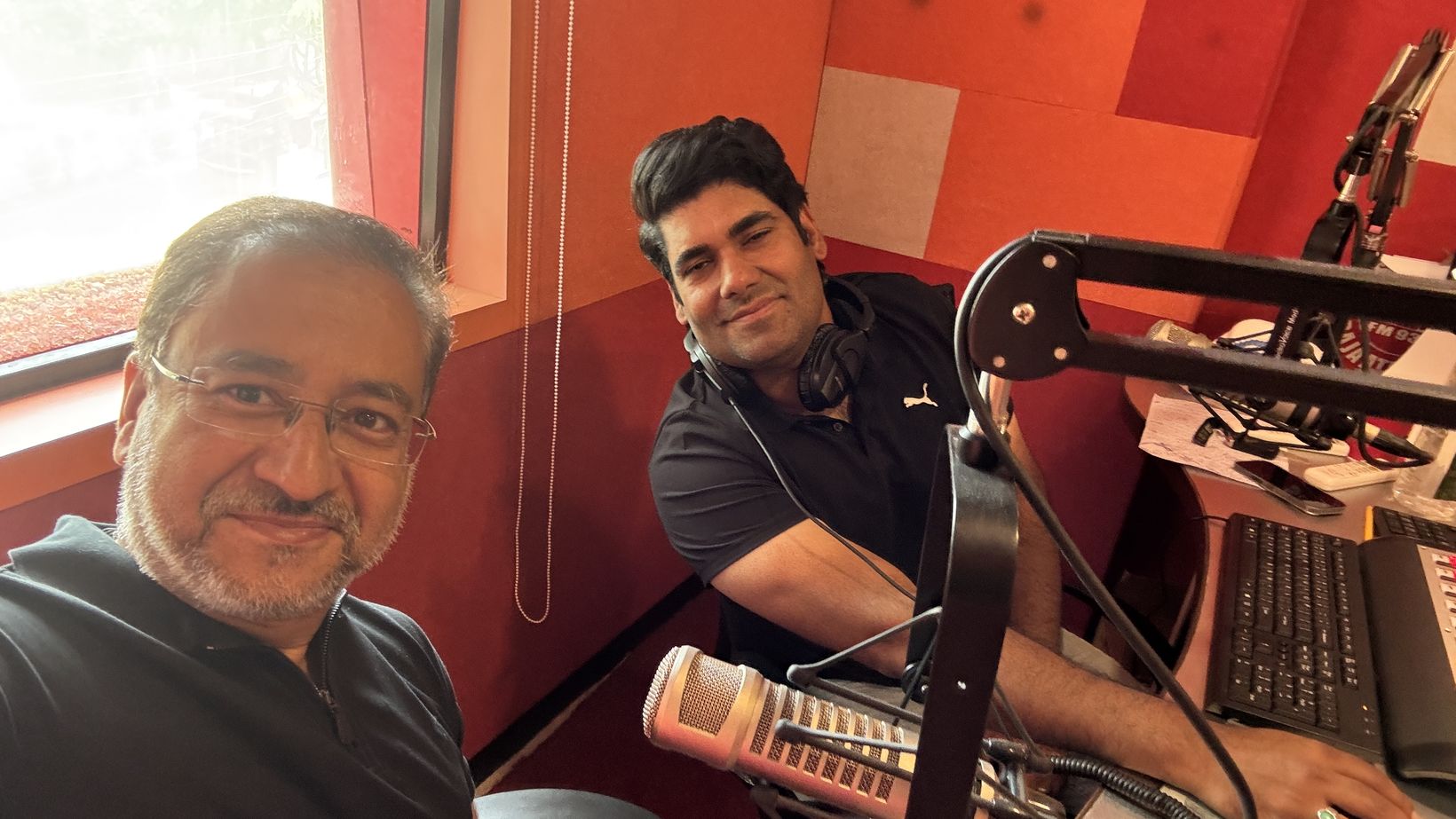 Avinash Kaul with RJ Sameen Khan at the Red FM studios