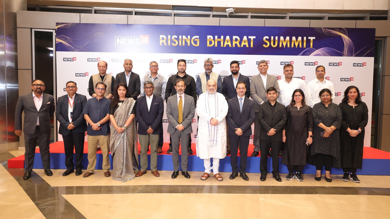 Avinash Kaul with Union Home Minister Amit Shah and guests at the News18 Rising Bharat Summit 2025