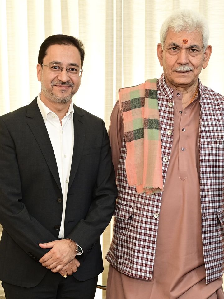 Avinash Kaul with Manoj Sinha, Lieutenant Governor of Jammu and Kashmir
