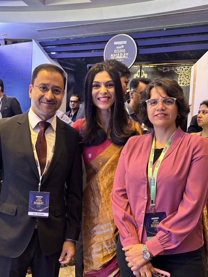 Avinash Kaul with Shereen Bhan and Upasana Taku at the News18 Rising Bharat Summit